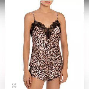 In Bloom Leopard Print Cami Set with Black Lace